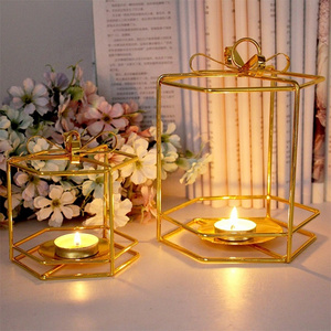 electroplate iron gold tealight candle container metal candle stand