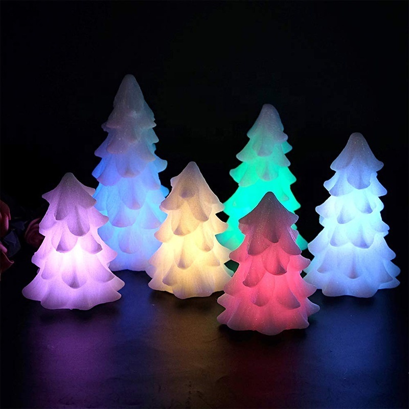 Set of 6 Battery Operated Flameless LED Color Changing Christmas Tree Candles with Remote and Timer