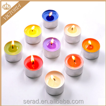 Multi beautiful color smokeless aromatherapy white paraffin wax tea light candle