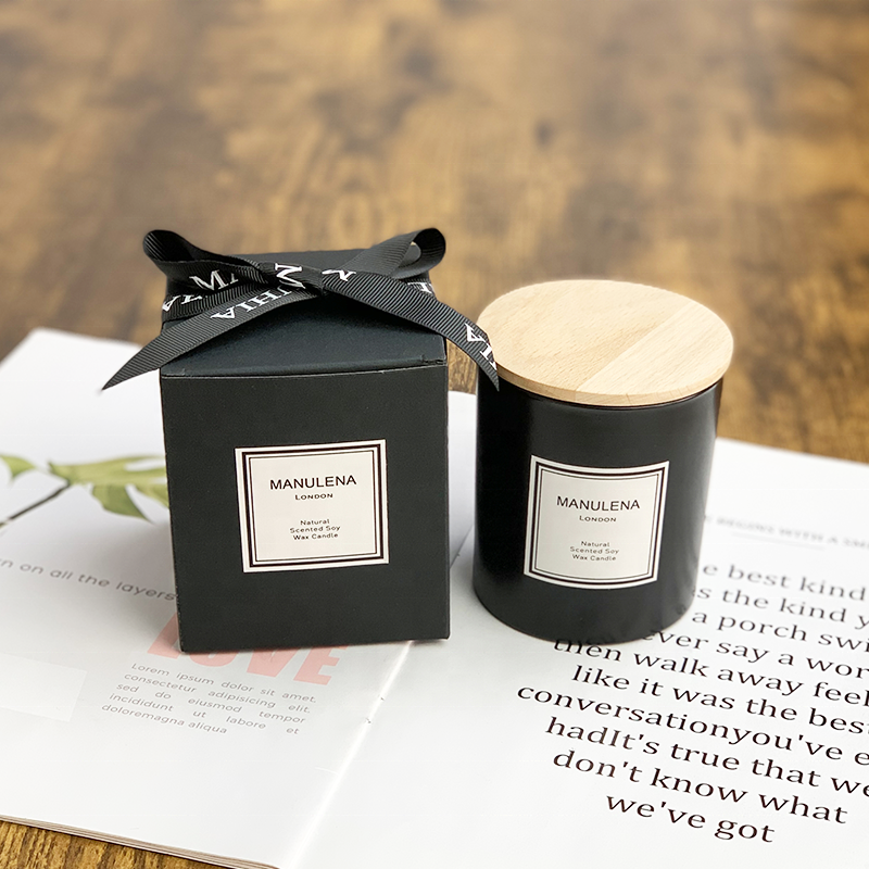 new materials good price cheap bulk personalized hand-made wholesale  luxury soy wax  glass black custom logo scented candle