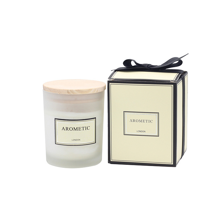 white soy wax scented candles in Frosted glass jar