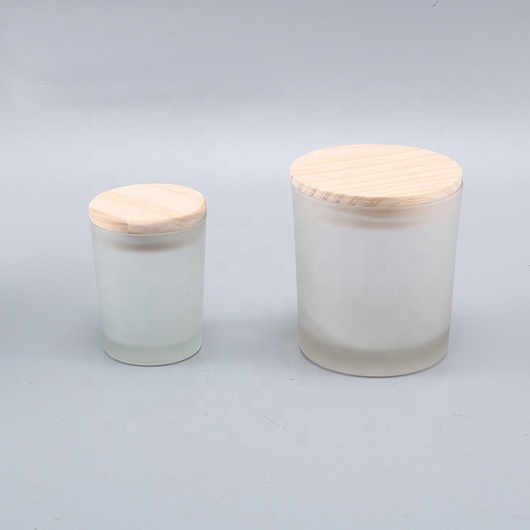 Frosted glass candle container white with lid for candles