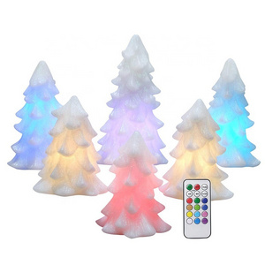 Set of 6 Battery Operated Flameless LED Color Changing Christmas Tree Candles with Remote and Timer