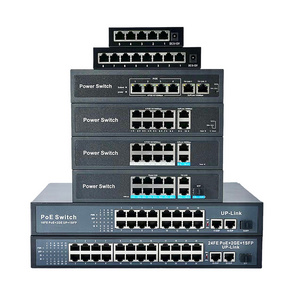 Factory PoE Switch 4 8 16 24 48 Port 10/100M & Gigabit Unmanaged 48V Ethernet Fiber Switch PoE