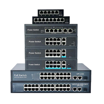 Factory PoE Switch 4 8 16 24 48 Port 10/100M & Gigabit Unmanaged 48V Ethernet Fiber Switch PoE