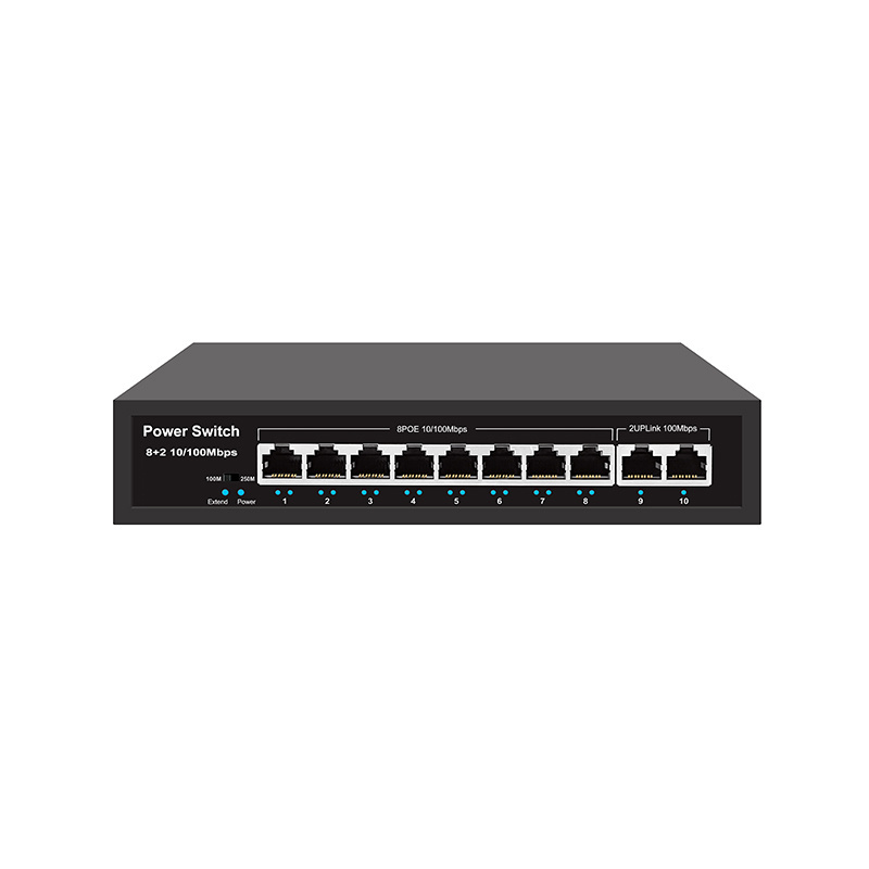 High Quality 8 Port PoE Switch 2 RJ45 Uplink Ports 120W Power Unmanaged Realtek PoE Switch