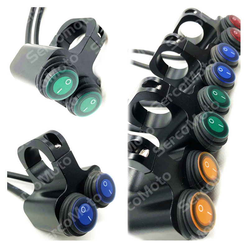 Waterproof 22mm Motorcycle Handlebar Control Switches Mount Headlight Hazard Brake Fog Light On Off Switch Button