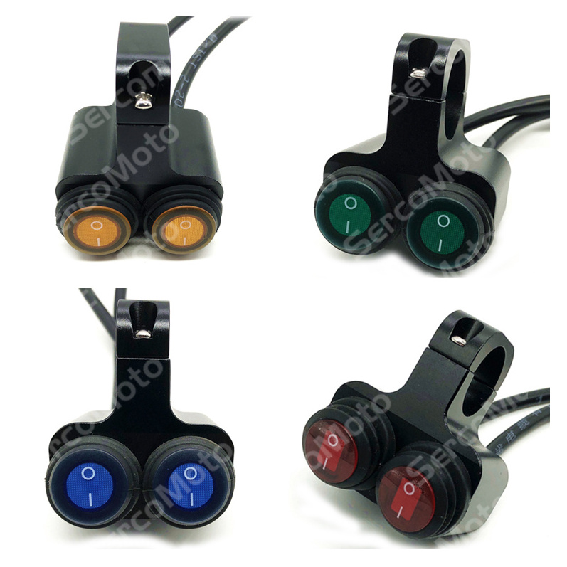 Waterproof 22mm Motorcycle Handlebar Control Switches Mount Headlight Hazard Brake Fog Light On Off Switch Button