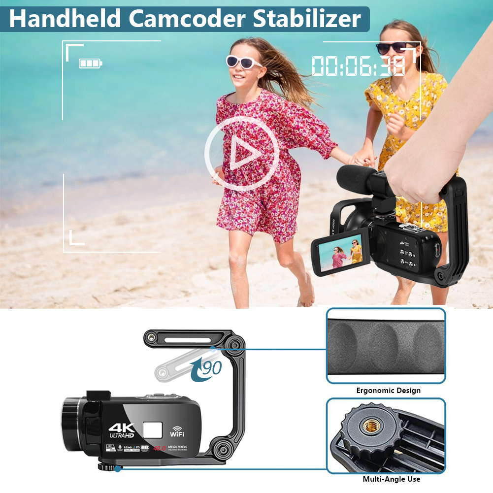 4K 60 FPS Video Camera 48MP 3.0 Inch Flip Screen Camcorder Vlogging Camera with Remote Control