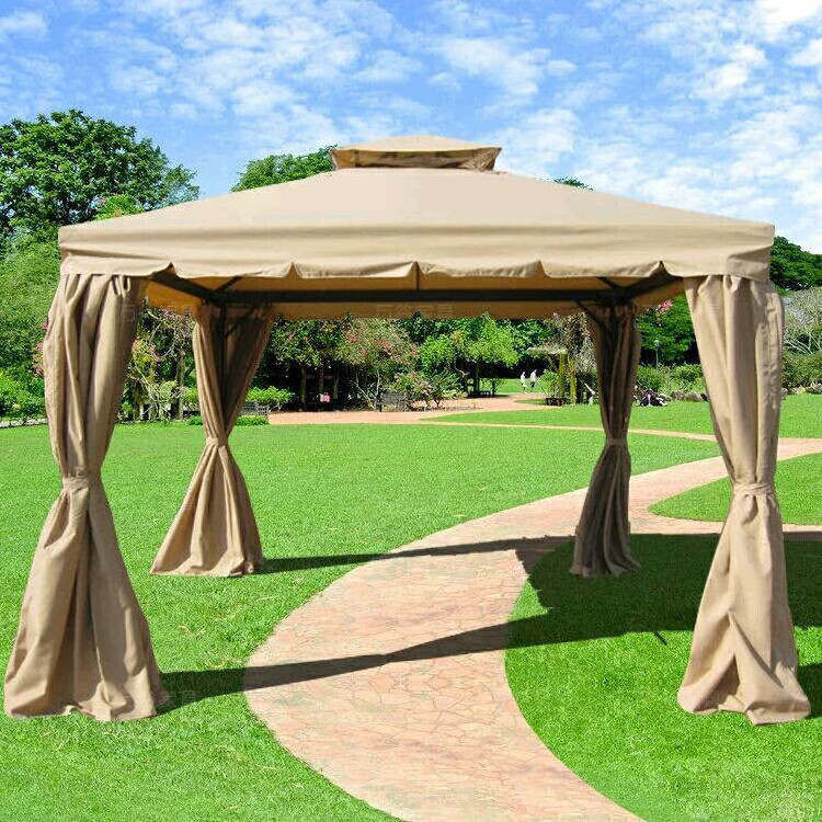 Leisure outdoor wrought iron patio garden gazebo pavilion BBQ with mosquitoes net