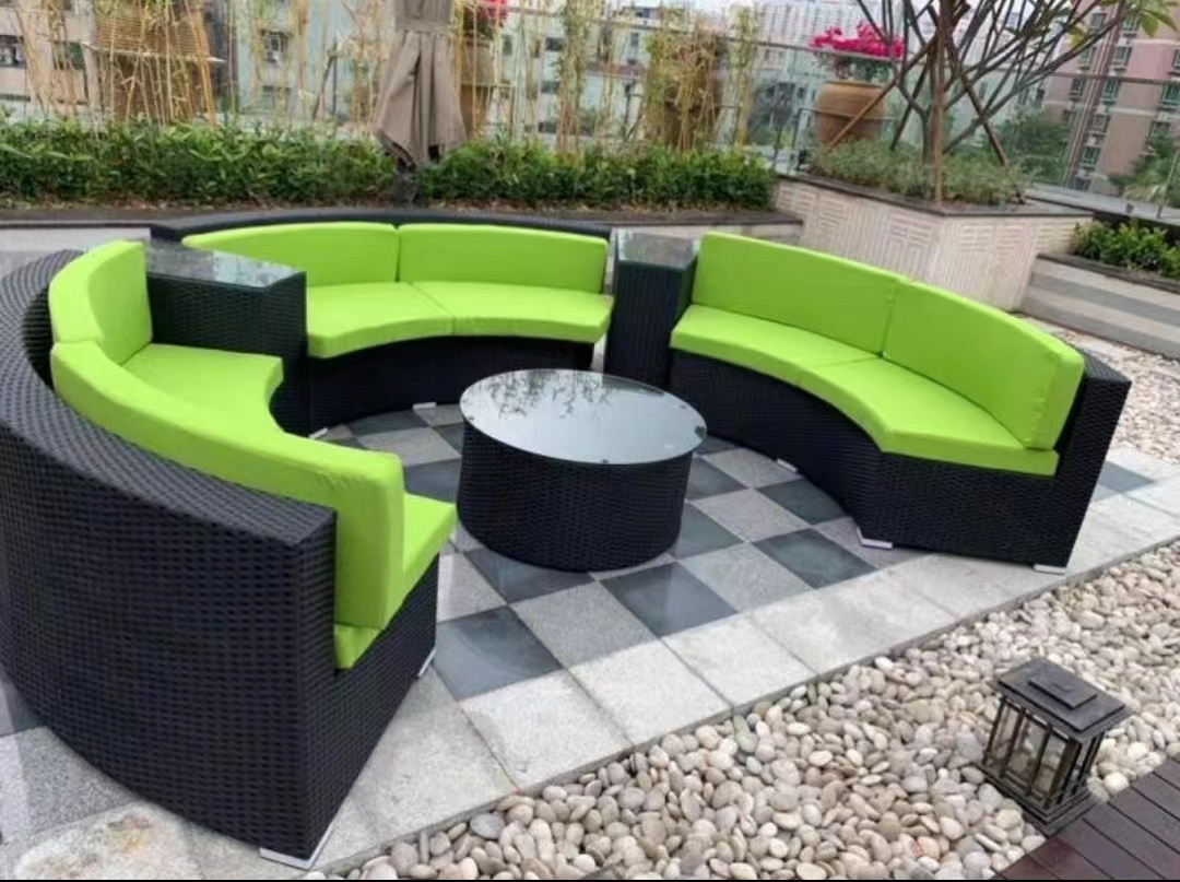 curved outdoor  poly rattan garden sofa sets outdoor furniture lounge garden sofa set