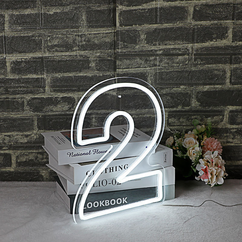 Acrylic Light Up rgb Neon Number Sign For Party Neon Lights Table Top For Wedding Decoration