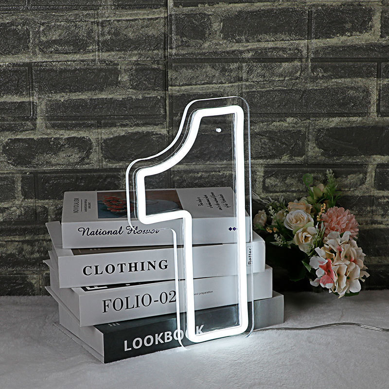 Acrylic Light Up rgb Neon Number Sign For Party Neon Lights Table Top For Wedding Decoration