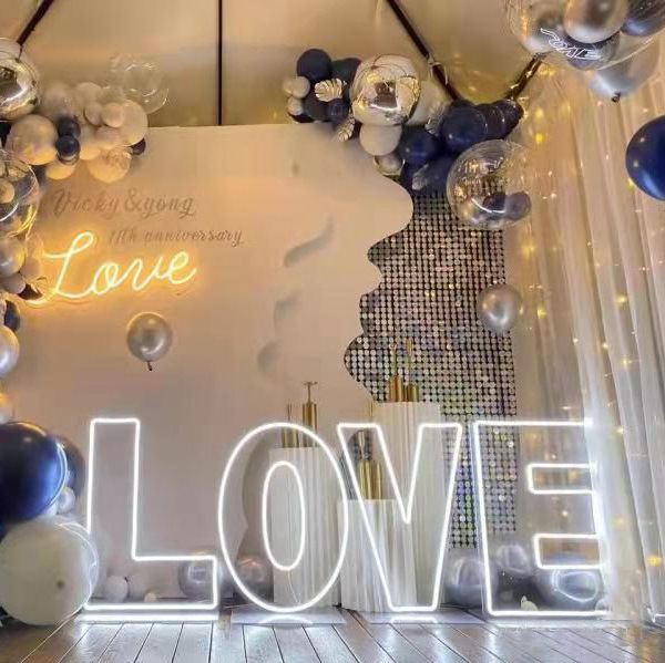 Transparent Led Neon Light Signs For Wall Decoration Event Signage Neon Lights Table Top