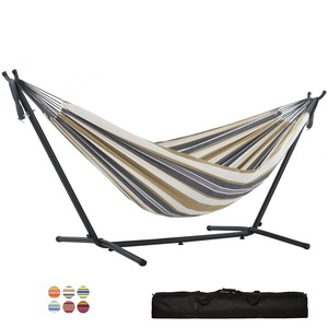 Hot Sale OEM Camping Travel Relaxing Portable Garden Steel Stand Hammock Cotton Hanging Swing Bed Hammock With Metal Frame