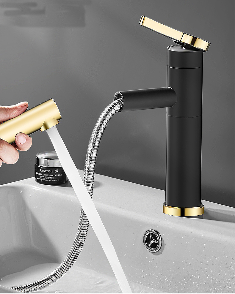 Serene bathroom wash basin brass faucet with pull down sprayer kitchen mixer tap  grifos de cocina robinet chef