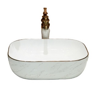 Hot Sales Above Counter Sink Sanitary Ware Basins Ceramic Handmade Marble Ceramic Wash Basin