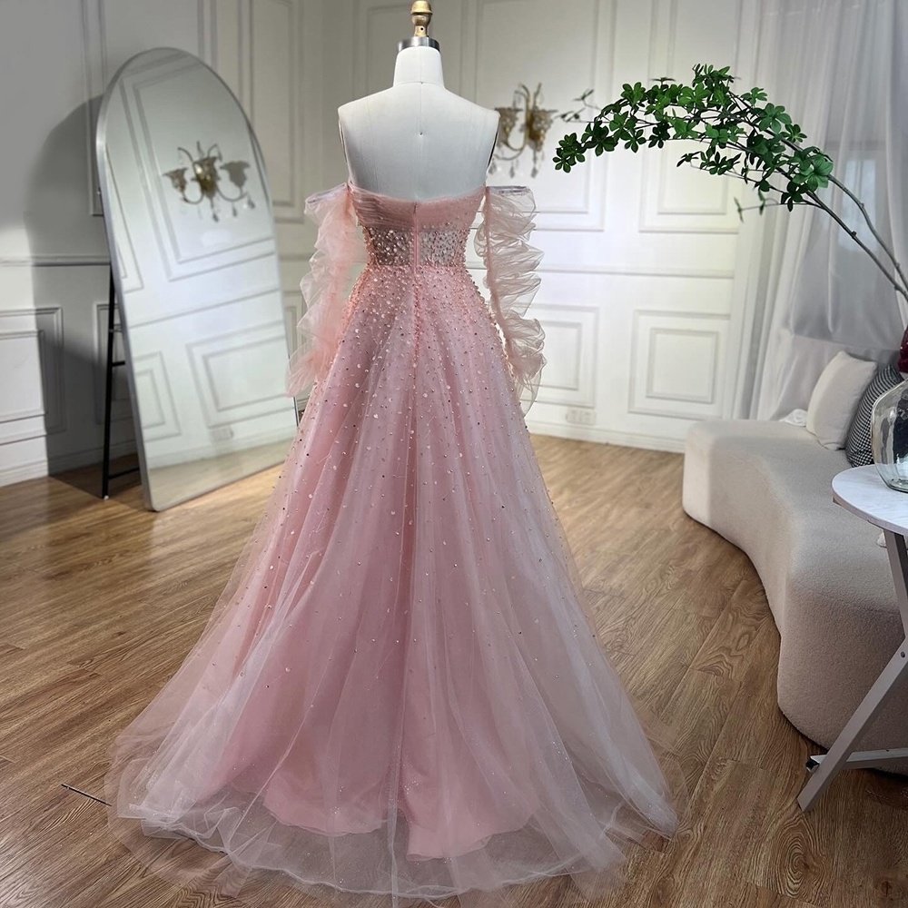 Pink Arabic Strapless A Line Elegant Prom Dresses 2024 Serene Hill LA72009 Party Evening Gowns For Women Wedding