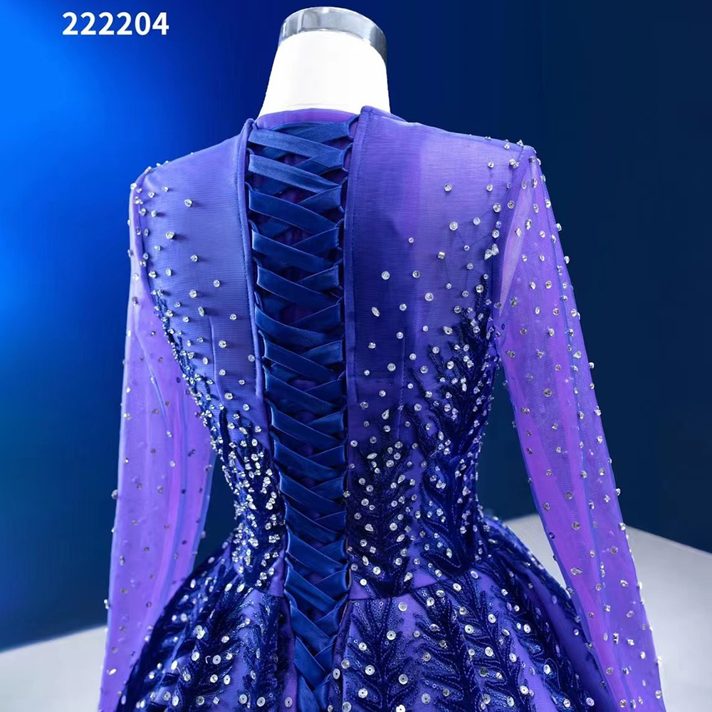 Muslim Blue Purpler Appliques Lace Up Beaded Luxury Ball Gowns 2023 Serene Hill HM222204 High End Custom Made Dresses