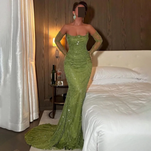 Green Strapless Mermaid Evening Dresses 2024 Serene Hill LA72352 Formal Party Gowns with Gloves for Women