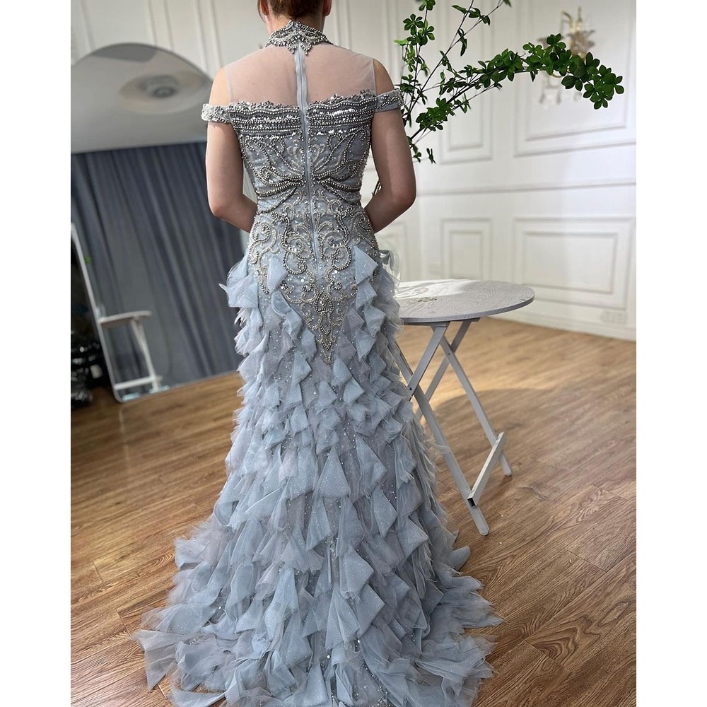 Silver Mermaid Beaded Sparkle Evening Dresses 2024 Serene Hill LA72164 Stunning Wedding Party Gowns For Women