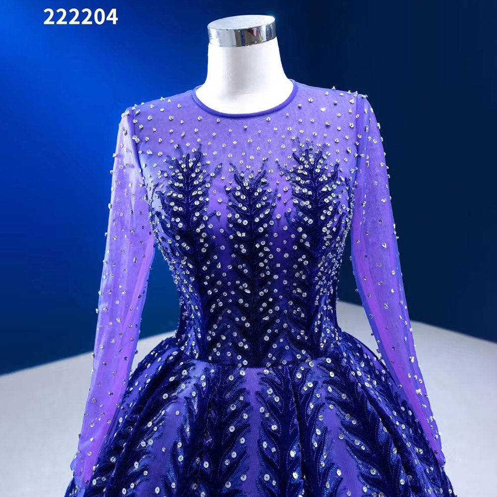 Muslim Blue Purpler Appliques Lace Up Beaded Luxury Ball Gowns 2023 Serene Hill HM222204 High End Custom Made Dresses