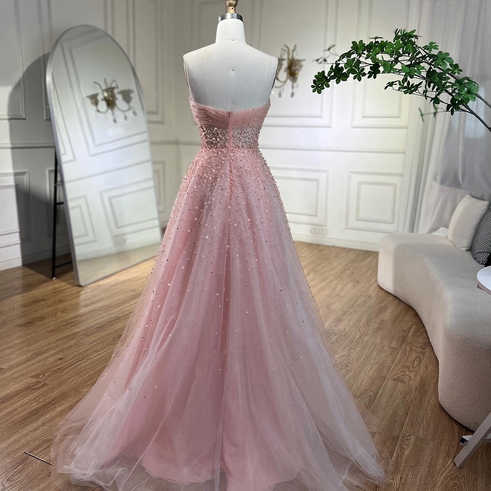 Pink Arabic Strapless A Line Elegant Prom Dresses 2024 Serene Hill LA72009 Party Evening Gowns For Women Wedding