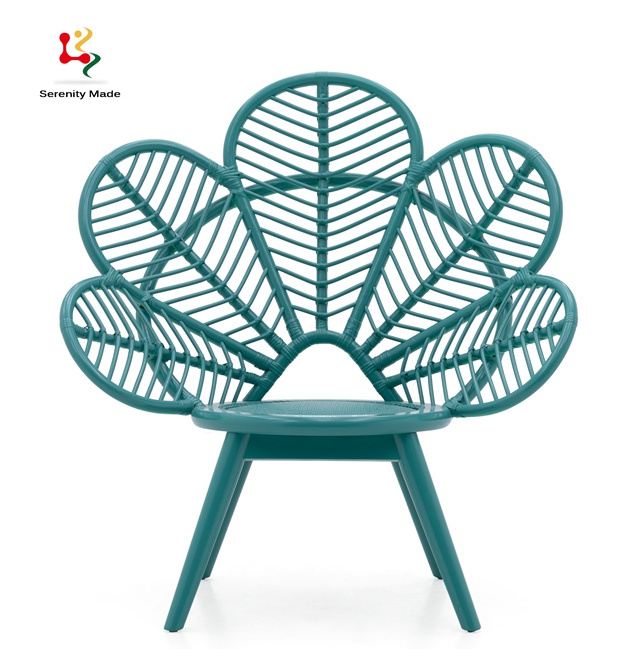 Chinese Supplier OEM Hotsale Style Hand Made Flower Shape Natural Rattan  Adult Leisure Chair