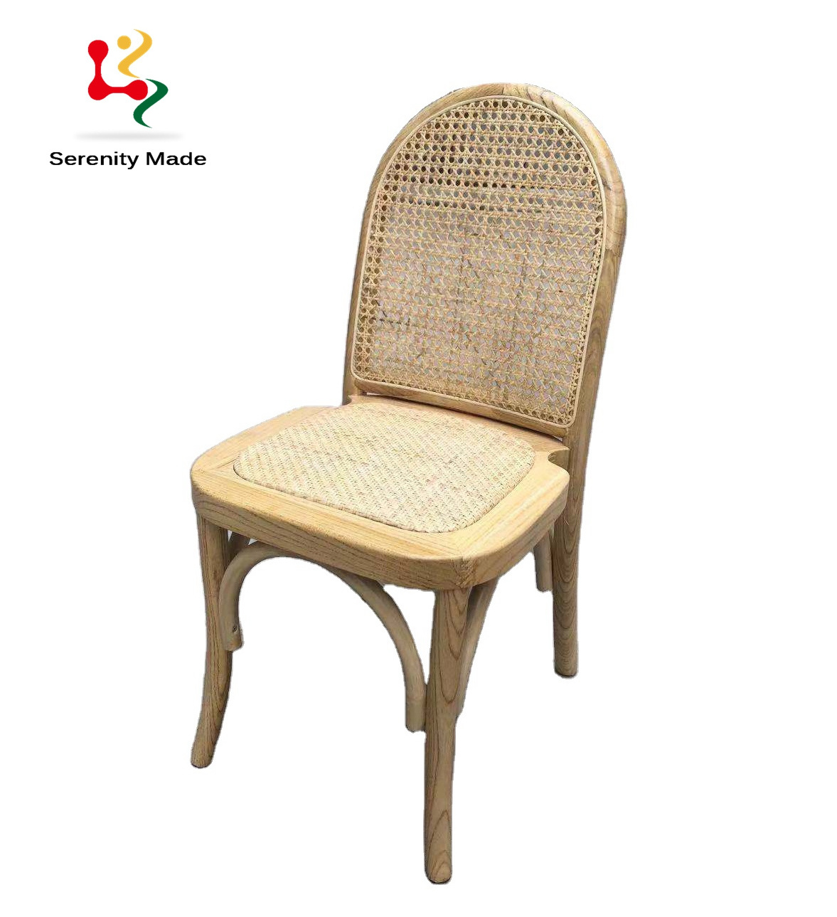 Event hire nordic stackable natural cane rattan woven wooden dining chair