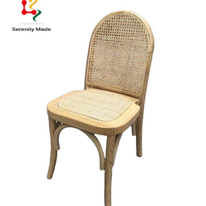 Event hire nordic stackable natural cane rattan woven wooden dining chair