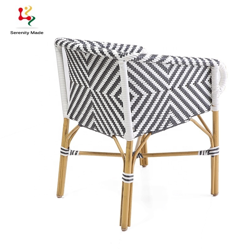 Wholesale Aluminum Frame Coffee Chair Synthetic PE Rattan Woven Outdoor Bistro Rattan Garden Chair