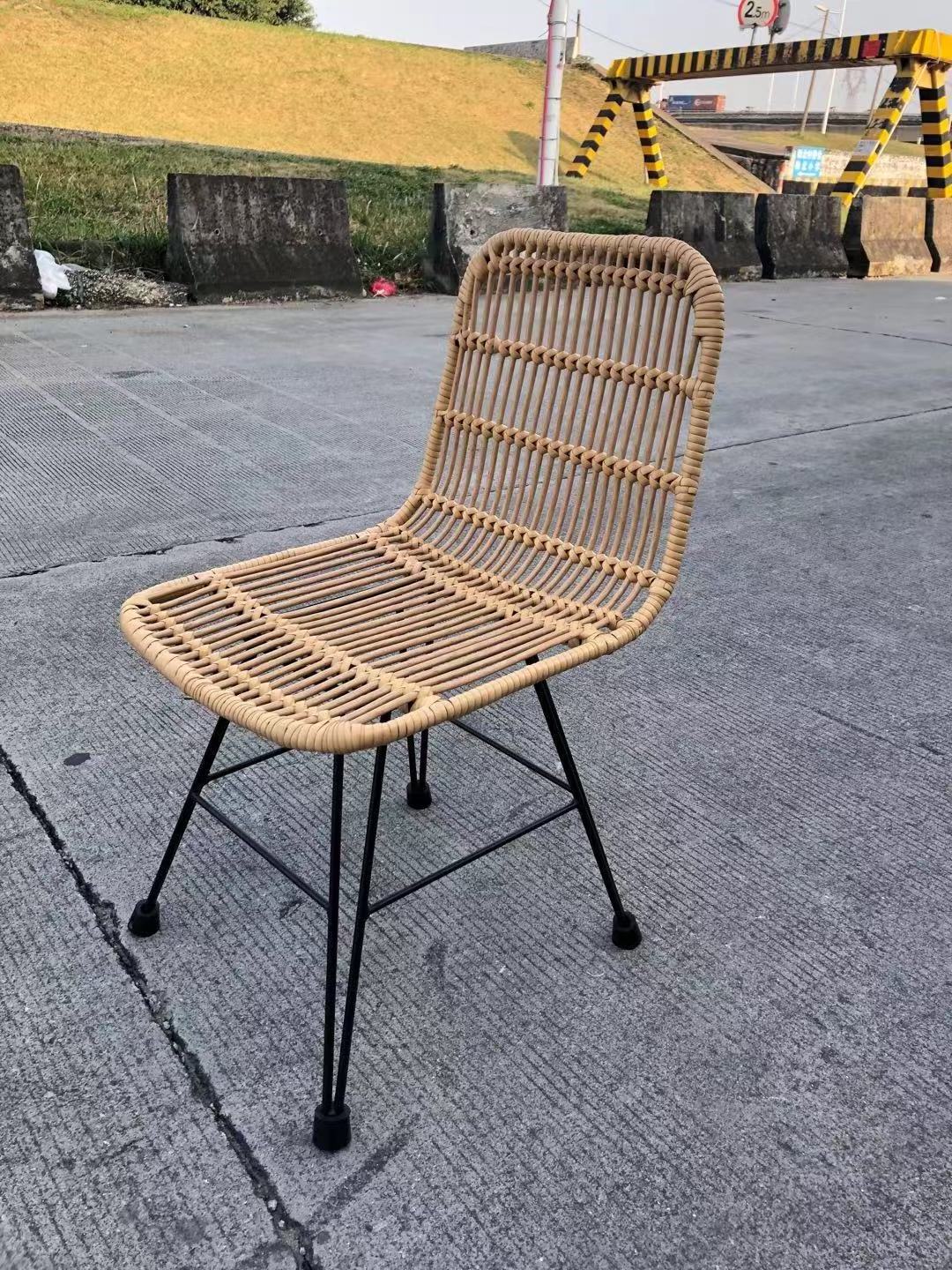 Outdoor Plastic Flat Rattan Wicker Cafe Dining Chair