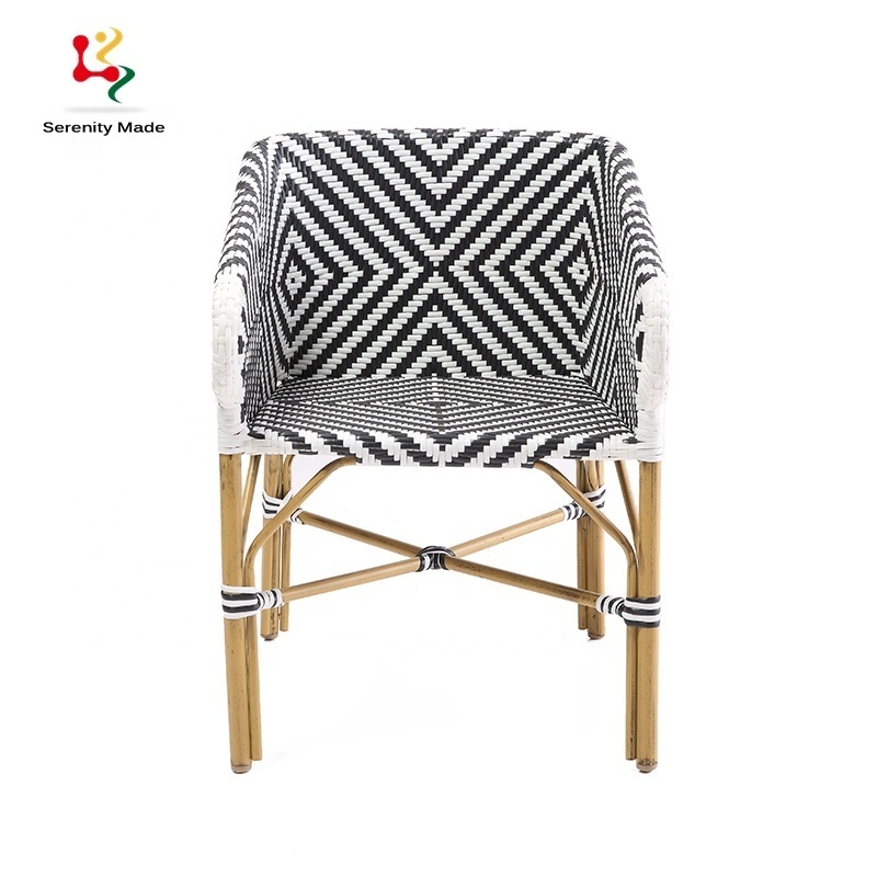 Wholesale Aluminum Frame Coffee Chair Synthetic PE Rattan Woven Outdoor Bistro Rattan Garden Chair