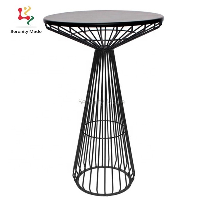 Galvanized iron wire gold dry cocktail bar height tables for event use