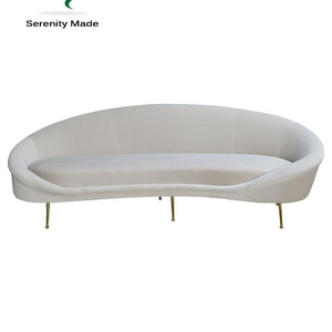 Luxury Modern Home Leisure White Velvet Sofa  Gold Metal Legs Irregularly Shaped Living Room Sofa