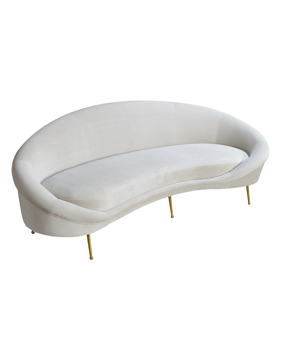 Luxury Modern Home Leisure White Velvet Sofa  Gold Metal Legs Irregularly Shaped Living Room Sofa