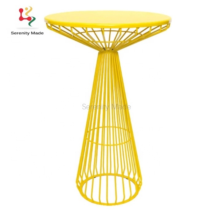 Galvanized iron wire gold dry cocktail bar height tables for event use