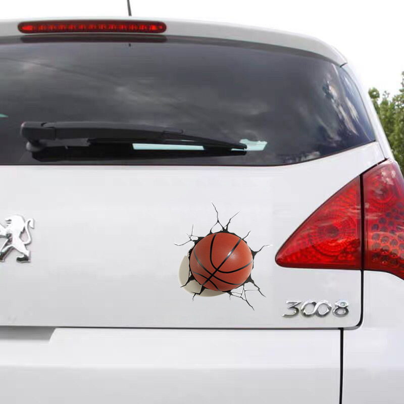 Customize Logo Football Basketball 3D Plane Effect Stickers for Cars UV Printed Car Accessories Sticker