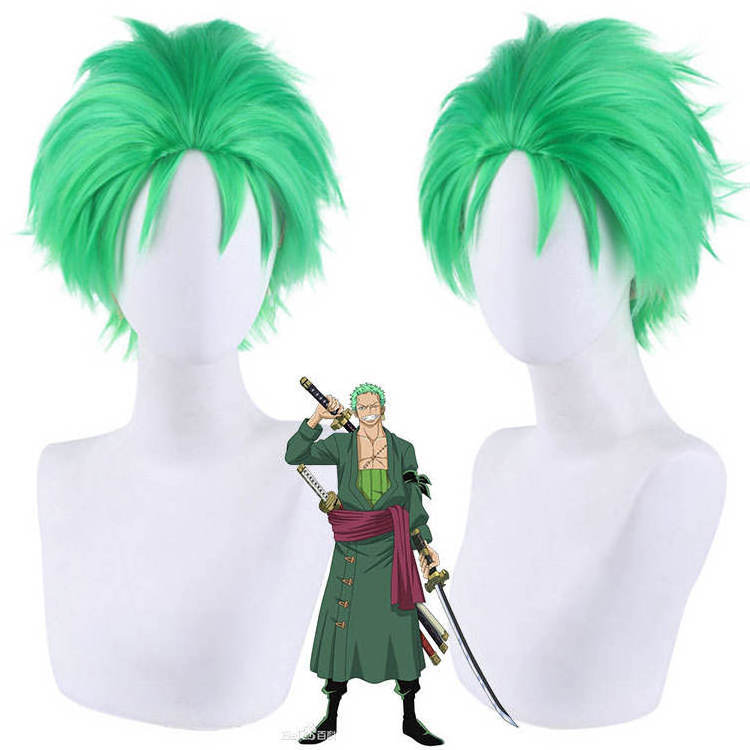 Anime Cosplay Roronoa Zoro Cosplay Costume Adult Dark Green Trench Pants Belt Wig Halloween Men Clothes Full Set