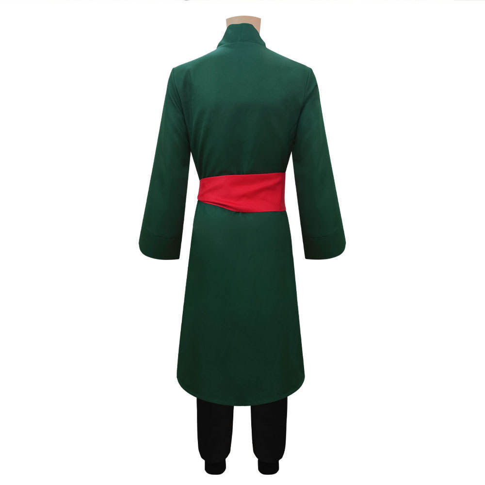 Anime Cosplay Roronoa Zoro Cosplay Costume Adult Dark Green Trench Pants Belt Wig Halloween Men Clothes Full Set