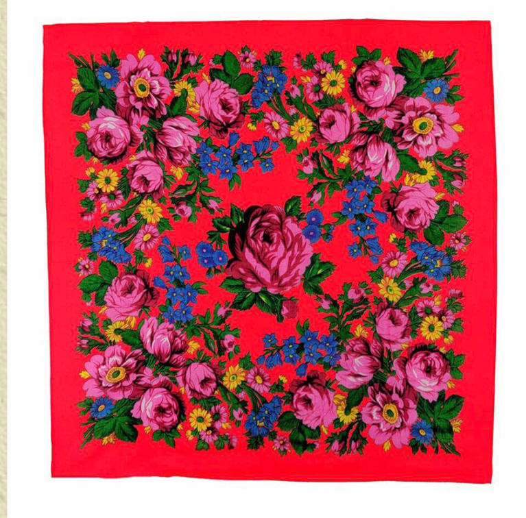 2022 Hot Sale  Wholesale  Lady Print Flowers Cotton Feeling Acrylic Square Russian Scarf