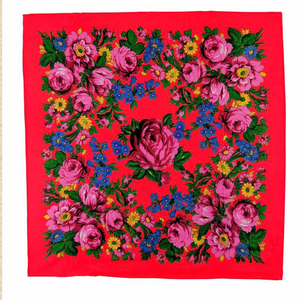 2022 Hot Sale  Wholesale  Lady Print Flowers Cotton Feeling Acrylic Square Russian Scarf