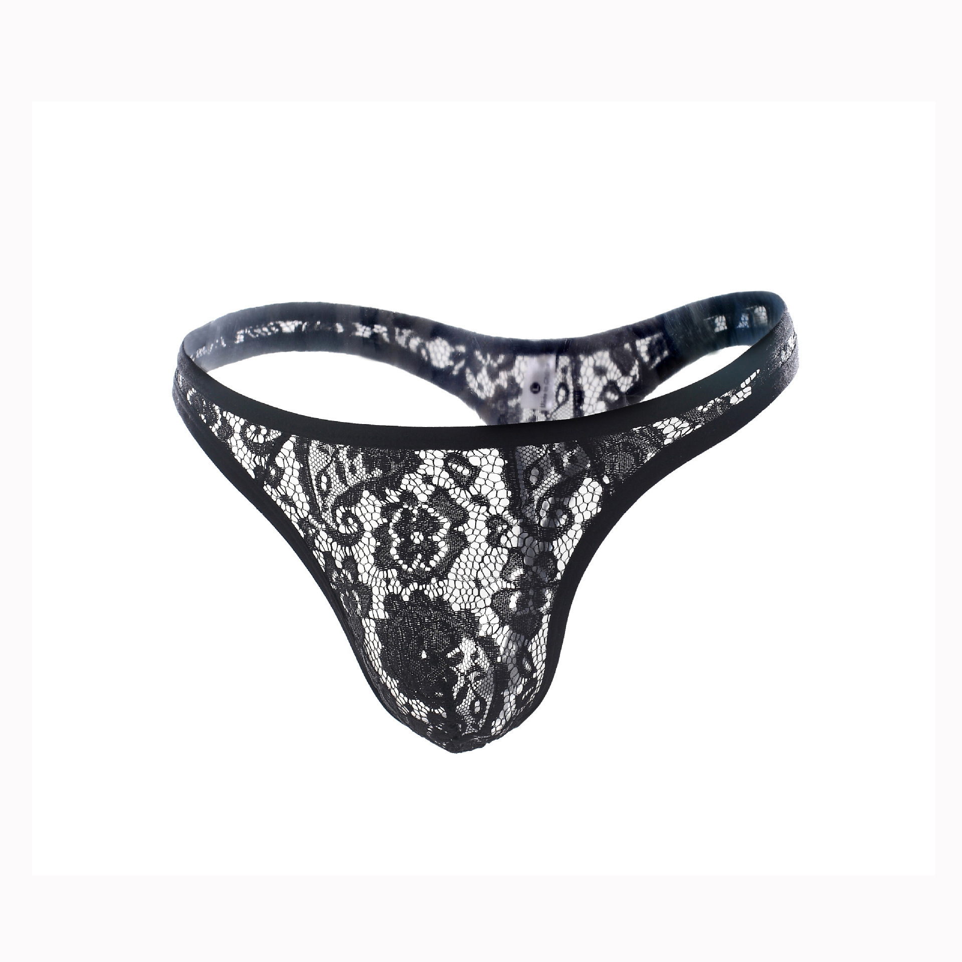 European and American  men's lace thong sex underwear sexy brief transparent men's thong