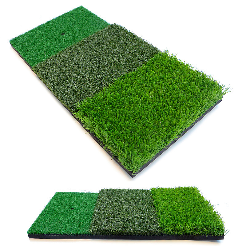 Custom High Quality Golf Swing Mat Long and Short Grass Golf Training Mat Indoor Practice 3 in 1 Golf Hitting Mat