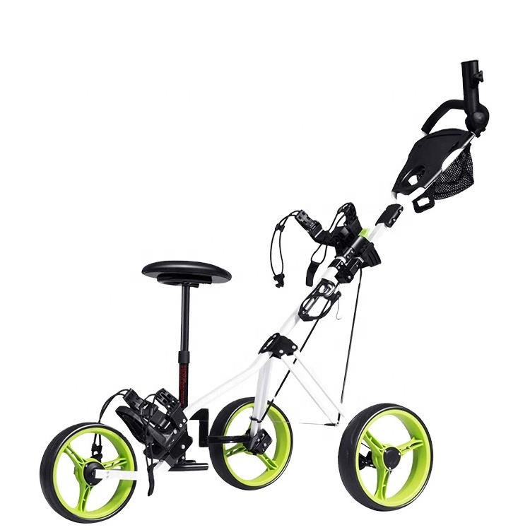 Wholesale Nice Price 3 Wheel Aluminum Structure One-click Foldable Golf Push Cart Golf Trolley