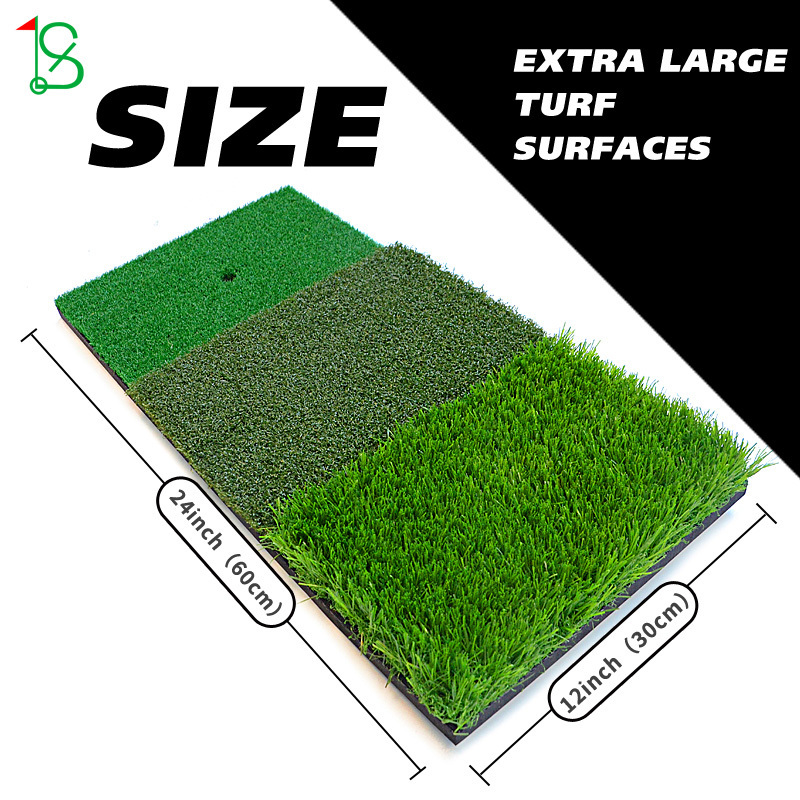 Custom High Quality Golf Swing Mat Long and Short Grass Golf Training Mat Indoor Practice 3 in 1 Golf Hitting Mat