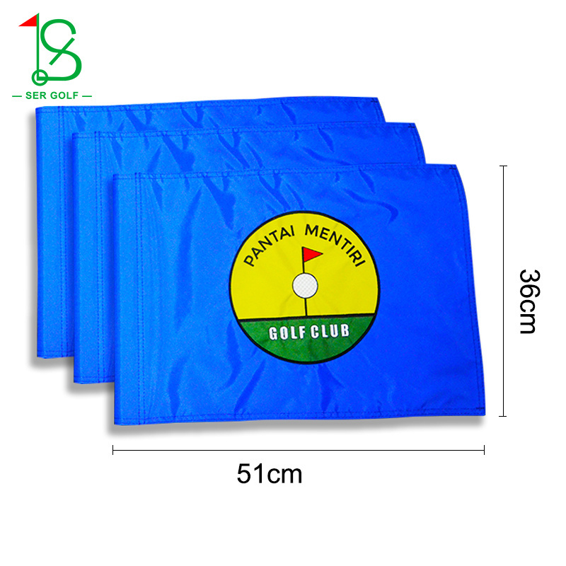 Customized Nylon Polyester Golf Hole Flag Embroidery Cotton Golf Pin Flag Multi Size Blue Golf Flags