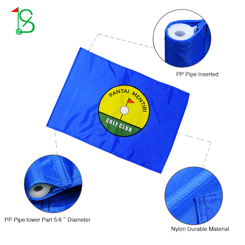 Customized Nylon Polyester Golf Hole Flag Embroidery Cotton Golf Pin Flag Multi Size Blue Golf Flags