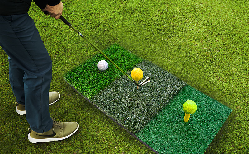 Custom High Quality Golf Swing Mat Long and Short Grass Golf Training Mat Indoor Practice 3 in 1 Golf Hitting Mat