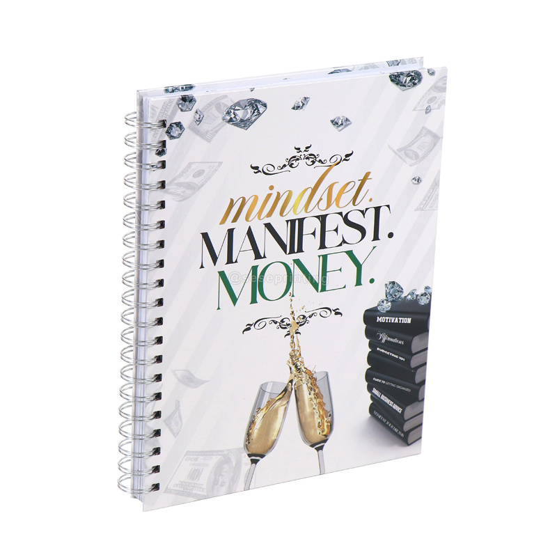 Custom Spiral Mindset Journal Hardcover Manifest Planner Monthly Budget Planner and Pen Set Printing